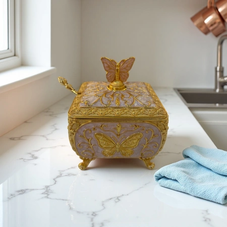 Golden butterfly decorative box, kitchen seasoning storage jar, seasoning jar, metal jar Golden butterfly decorative box, kitchen seasoning storage jar, seasoning jar, metal jar